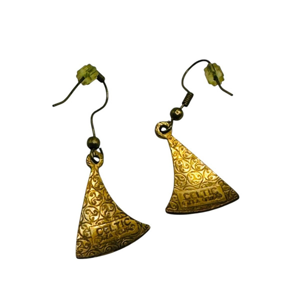 Vintage Brass Celtic Knot Dangle Earrings with Antique Finish Rare - Picture 5 of 6